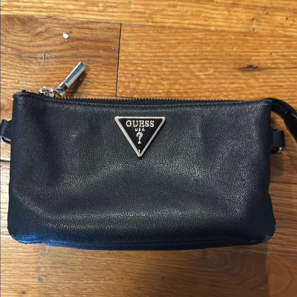 Guess Black Small Bag with Smooth Finish and Triangular Logo - needs strap